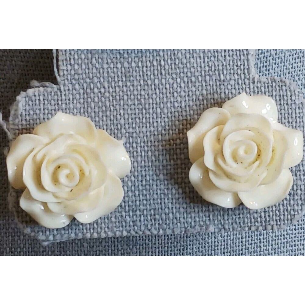 White Rose Flower Stud Earrings Womens Fashion Jewelry